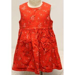 NWT VTG 1998 Baby Gap Dress 3xl 33-36 Red Floral Ric Rac 100% Cotton 2 Pockets
